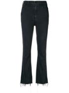 Mother Frayed Bootcut Cropped Jeans - Black