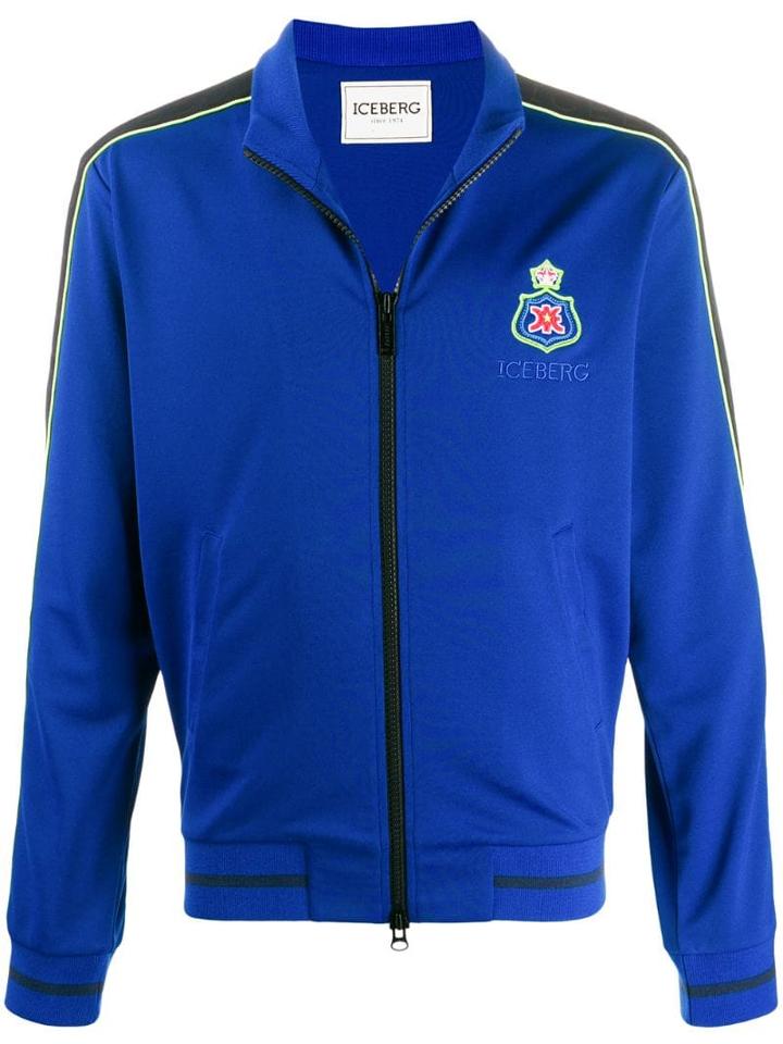Iceberg Logo Patch Zip-up Jacket - Blue