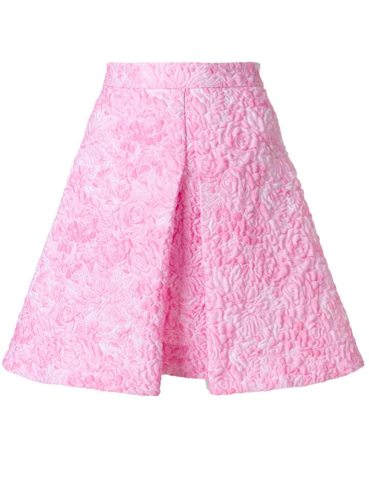 Msgm Quilted Embroidery A-line Skirt - Pink & Purple