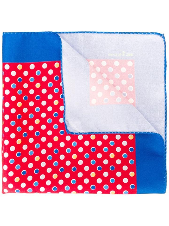 Kiton Dot Print Pocket Square, Men's, Red, Silk