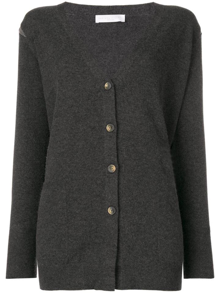 Fabiana Filippi Embellished Shoulder Longline Cardigan - Grey