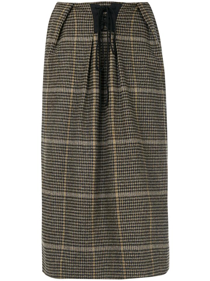 Push Button Houndstooth Skirt - Grey