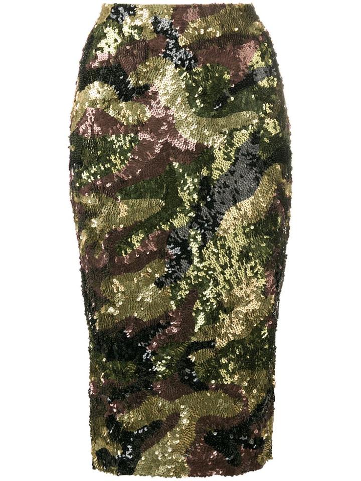 P.a.r.o.s.h. Camouflage Sequined Skirt - Green