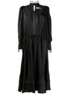 Almaz Satin Panelled Chemise Dress - Black