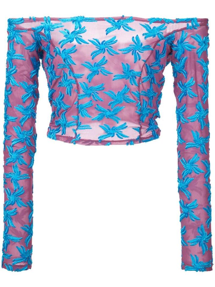 Eckhaus Latta Floral Embroidered Top - Purple