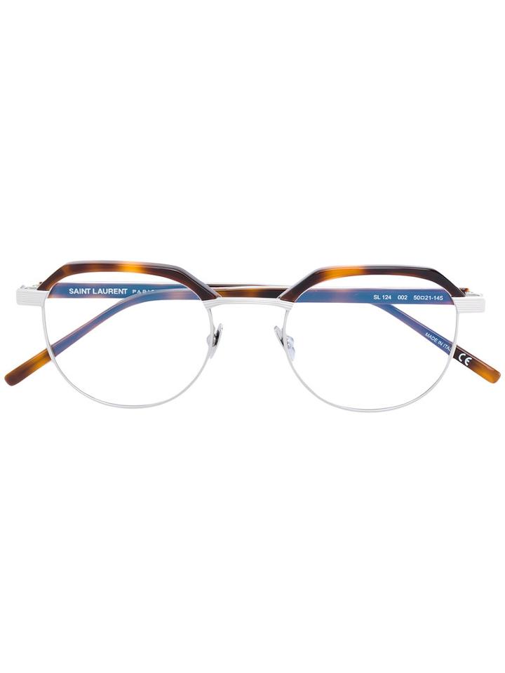Saint Laurent Eyewear - Round-frame Glasses - Unisex - Acetate/metal (other) - One Size, Brown, Acetate/metal (other)