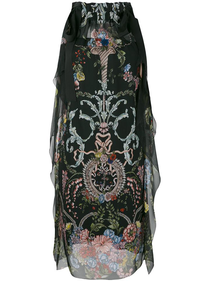 Fendi - Floral Tied Shoulder Dress - Women - Silk/viscose/cotton - 44, Black, Silk/viscose/cotton