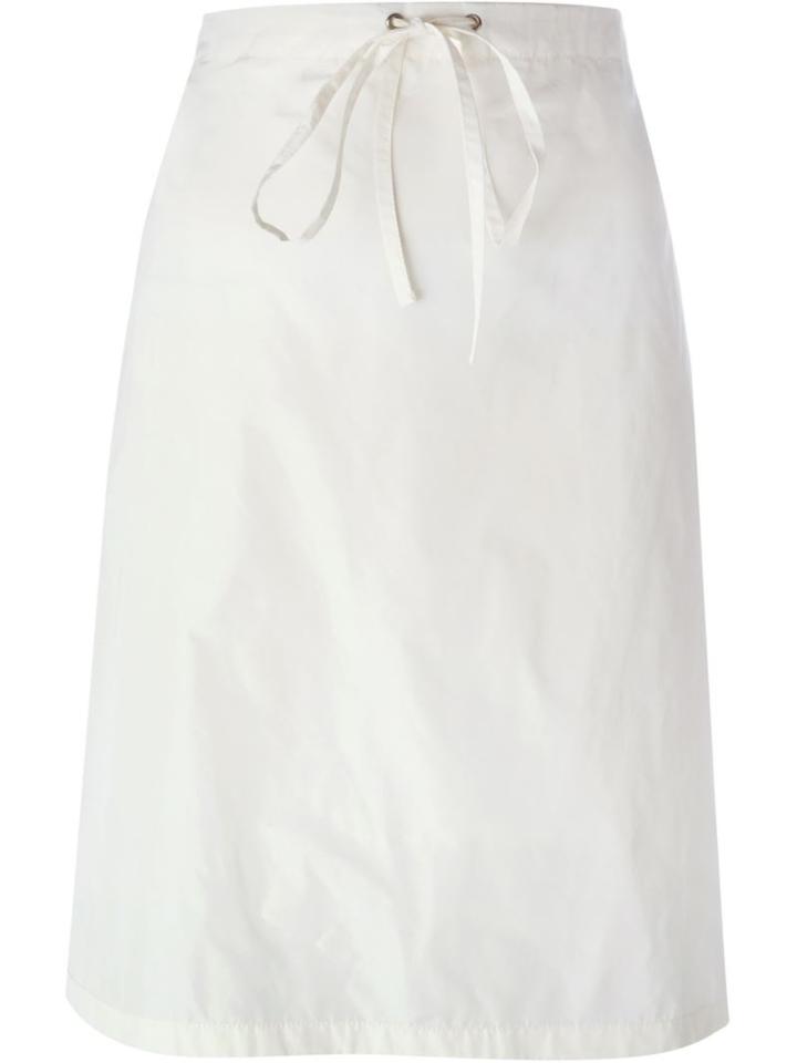 Jil Sander Navy Drawstring Waist Skirt, Women's, Size: 36, White, Polyester