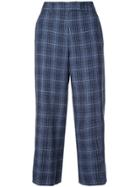 Veronica Beard Check Print Cropped Trousers - Blue