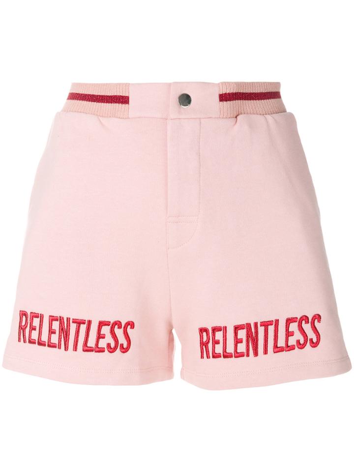 Zoe Karssen Relentless Embroidery Shorts - Pink & Purple