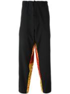 Yohji Yamamoto Printed Wide Leg Trousers, Men's, Size: 3, Black, Cotton/polyester/wool/linen/flax
