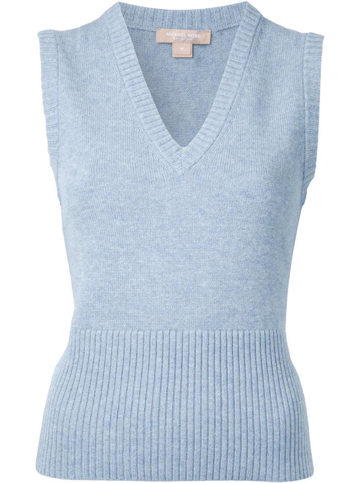 Michael Kors Sleeveless Knit Top, Women's, Size: Medium, Blue, Cashmere