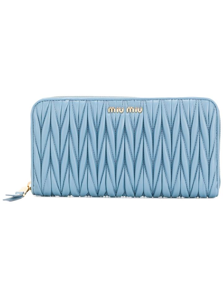 Miu Miu Quilted Trim Wallet - Blue