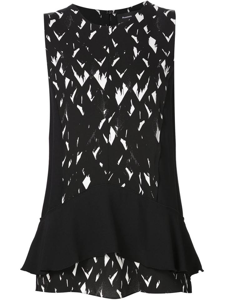 Proenza Schouler Abstract Print Peplum Top