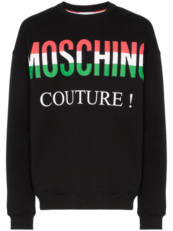 Moschino Italy Logo Crew Neck Sweater - Black