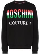 Moschino Italy Logo Crew Neck Sweater - Black
