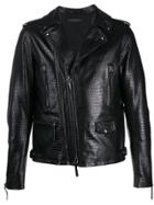 Giuseppe Zanotti Croc Embossed Leather Jacket - Black