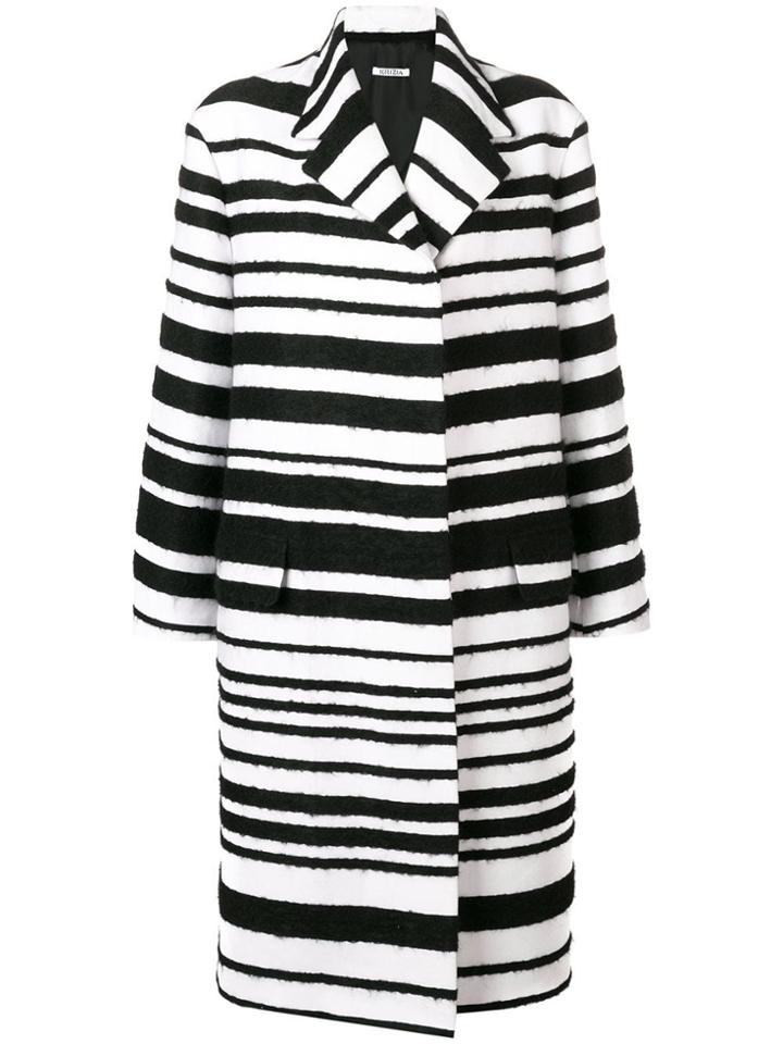 Krizia Striped Single Breasted Coat - Black