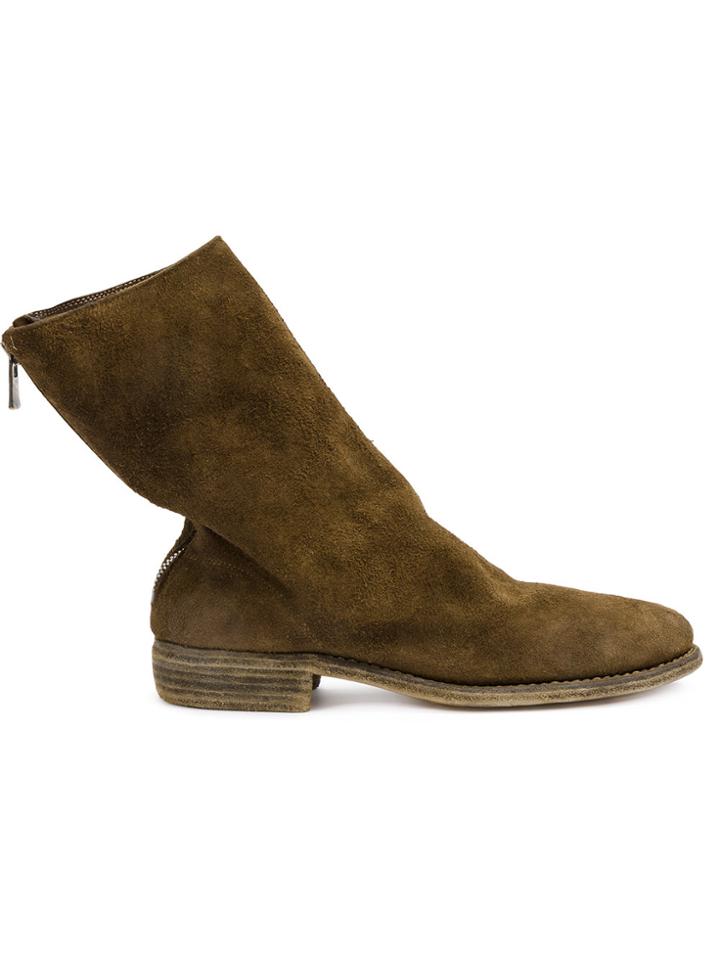 Guidi Zip Detail Ankle Boots - Brown