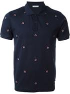 Moncler Logo Embellished Polo Shirt, Men's, Size: Small, Blue, Cotton