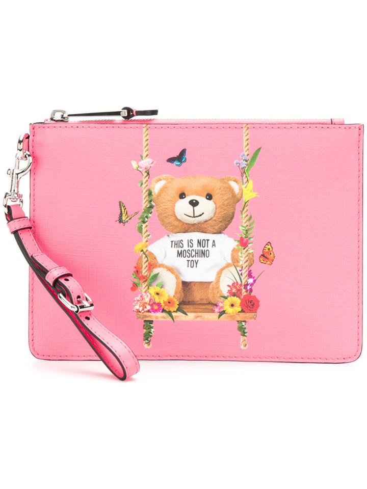 Moschino Toy Bear Clutch - Pink & Purple