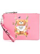 Moschino Toy Bear Clutch - Pink & Purple