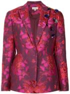 Delpozo Floral Embroidered Blazer - Pink & Purple