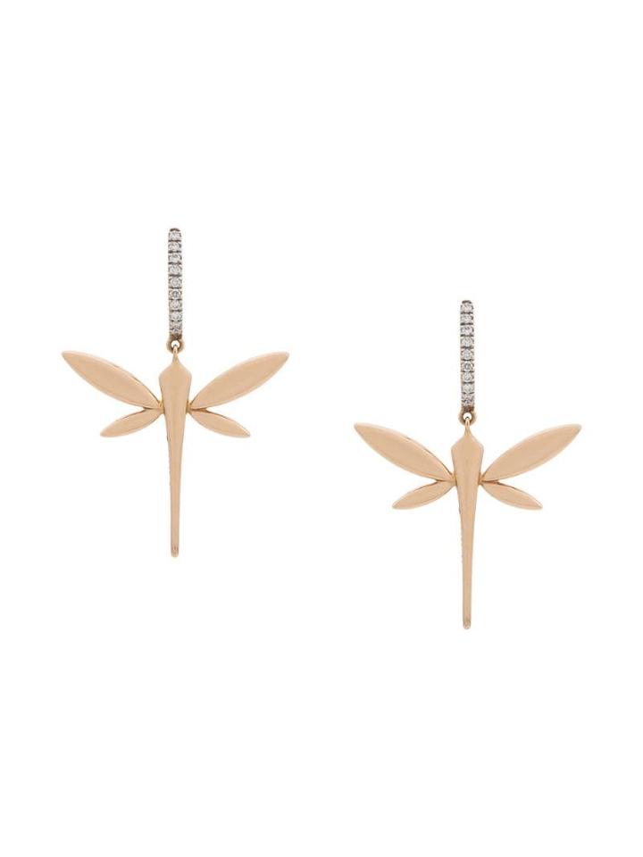 Anapsara 18kt Rose Gold Dragonfly Diamond Earrings