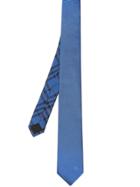 Burberry Modern Cut Check Detail Silk Tie - Blue