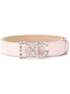 Dolce & Gabbana Dg Crystal Logo Buckle Belt - Pink