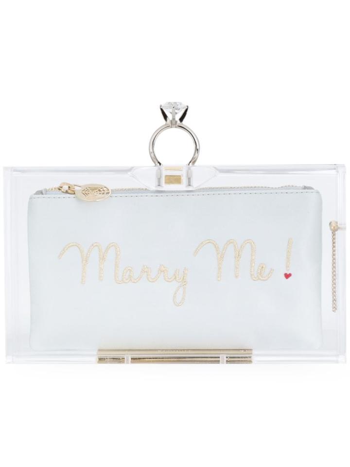 Charlotte Olympia 'marry Me Pandora' Clutch, Women's, White, Pony Fur/polymethyl Methacrylate/cotton
