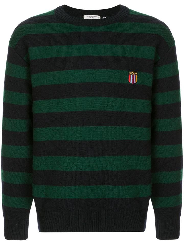 Valentino Pre-owned Diamond Quilted Striped Jumper - Blue