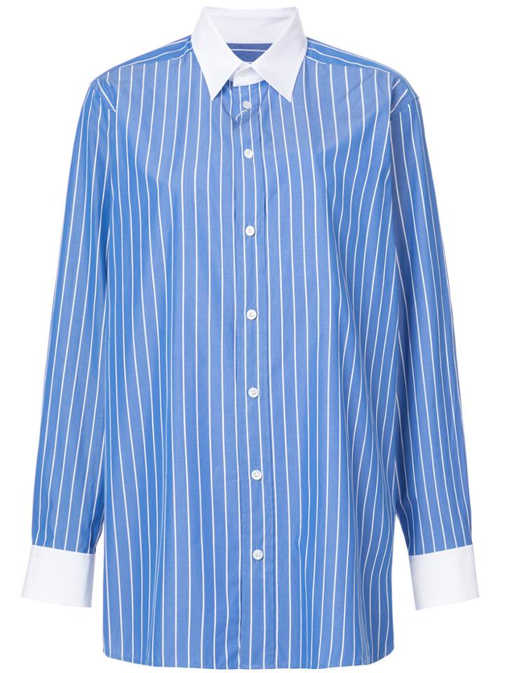 Maison Margiela Striped Poplin Shirt - Blue