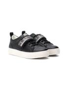 Lanvin Enfant Teen Logo Touch Strap Sneakers - Black