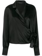 Federica Tosi Satin Wrap Blouse - Black