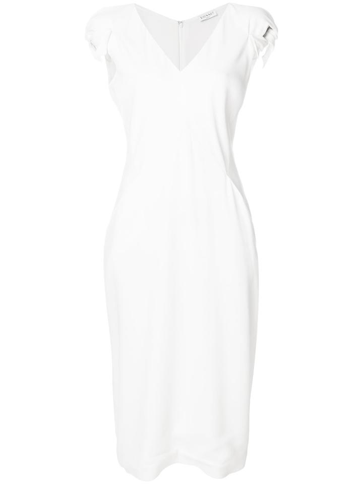 Vionnet Gathered Sleeve V-neck Dress - White