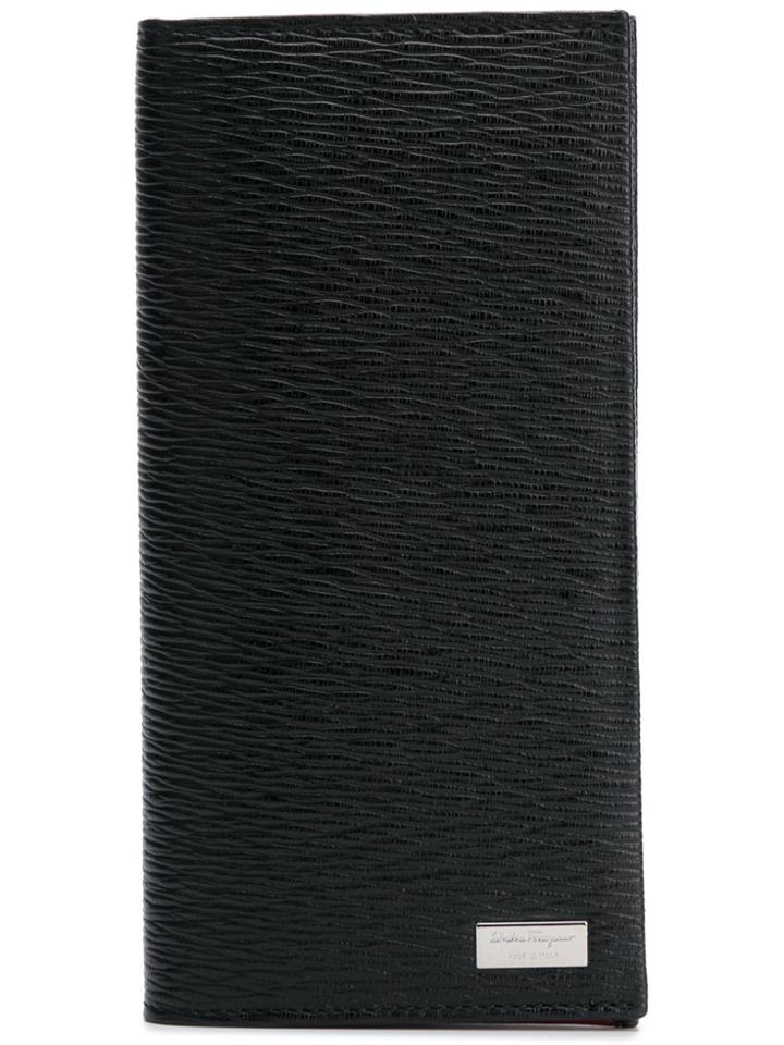 Salvatore Ferragamo Textured Foldover Wallet - Black