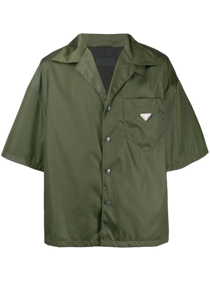 Prada Logo Plaque Boxy Shirt - Green