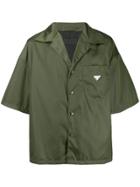Prada Logo Plaque Boxy Shirt - Green