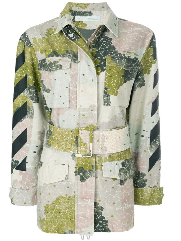 Off-white Jacquard Cargo Jacket - Green