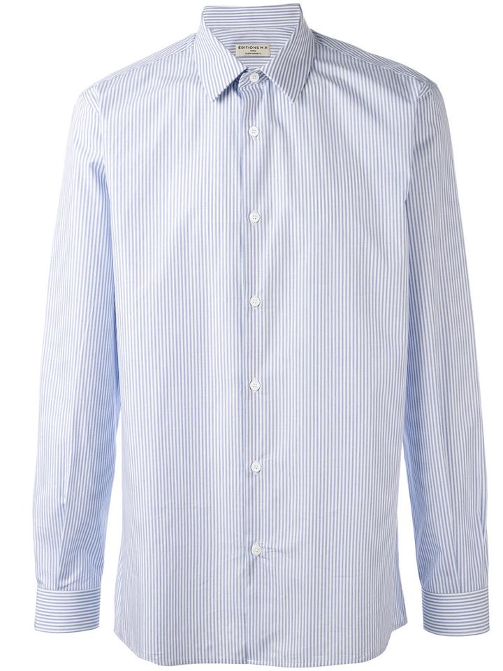 Éditions M.r - Striped Shirt - Men - Cotton - 43, Blue, Cotton