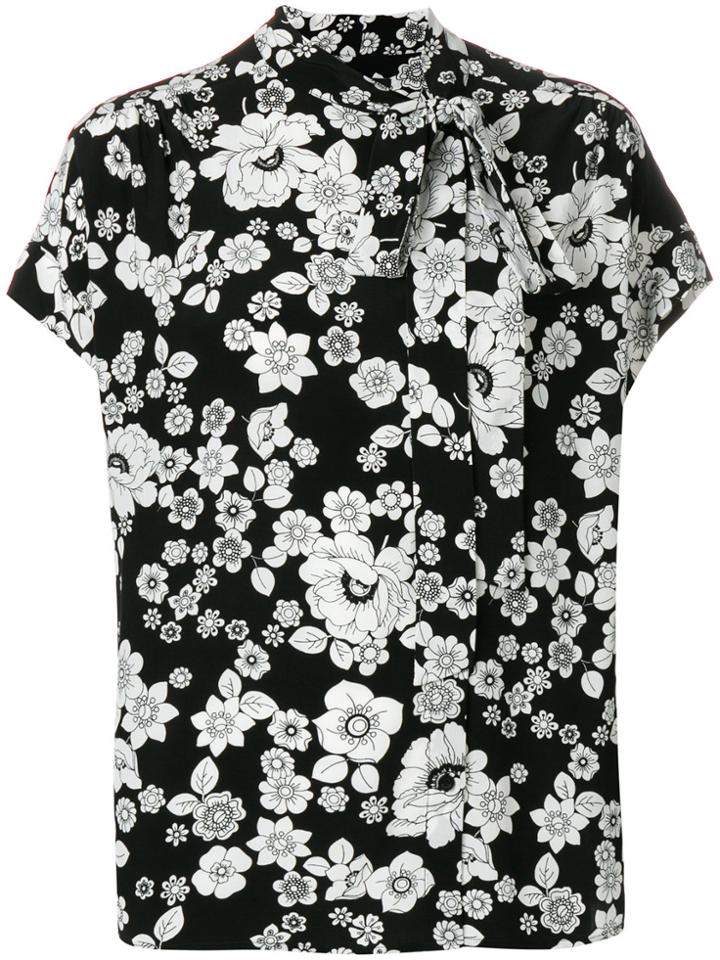 Boutique Moschino Floral Scarf Neck Blouse - Black
