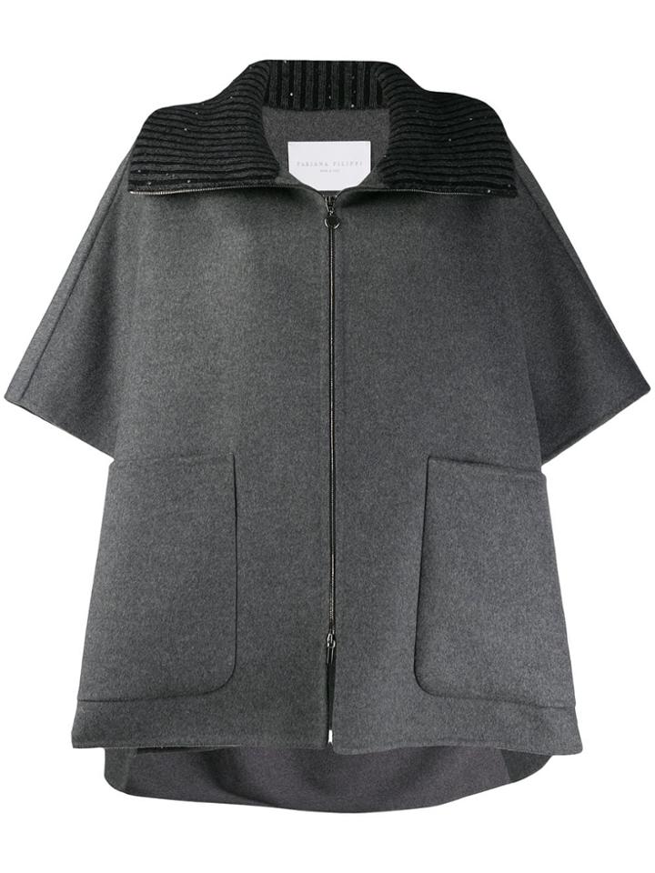 Fabiana Filippi Ribbed Collar Coat - Grey