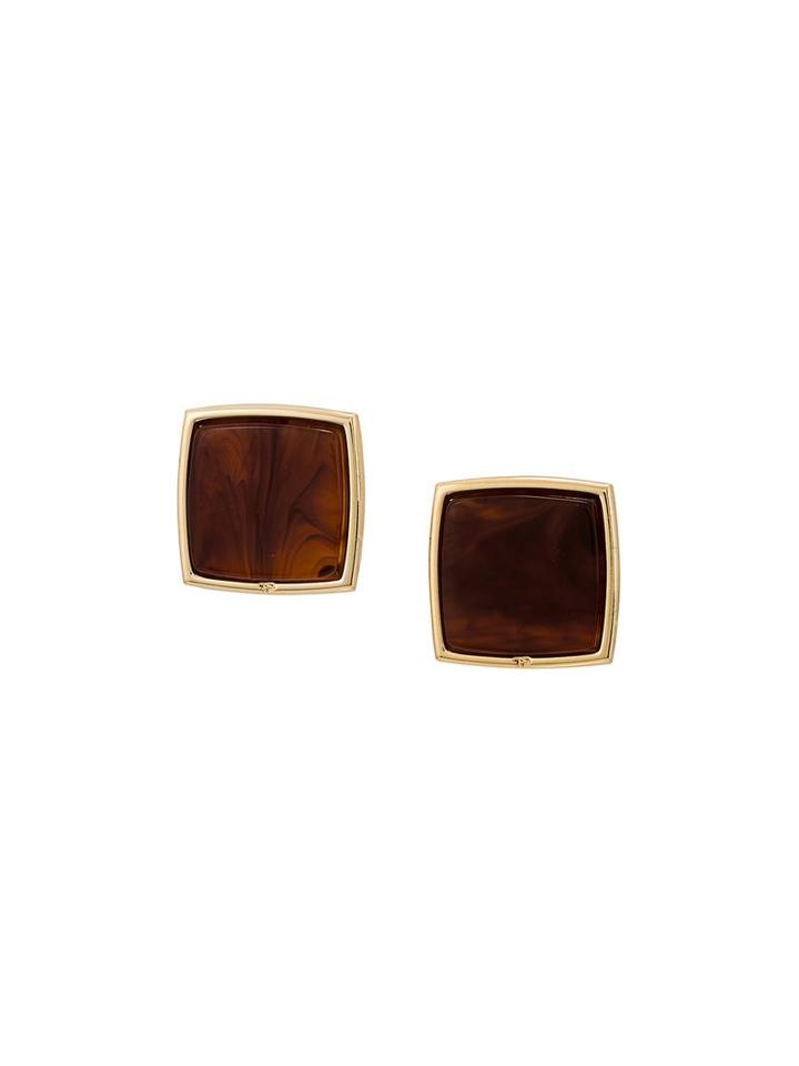 Theatre Products Square Earrings, Women's, Brown
