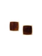 Theatre Products Square Earrings, Women's, Brown