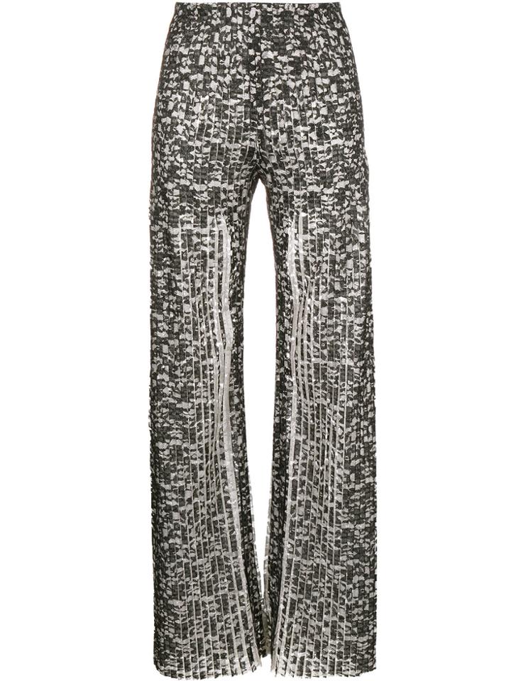 Huishan Zhang Pleated Lace Trousers - Black