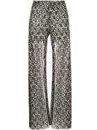Huishan Zhang Pleated Lace Trousers - Black