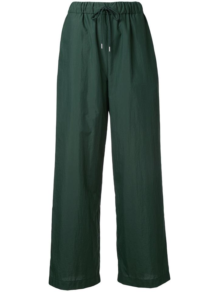 En Route - Drawstring Palazzo Pants - Women - Nylon - 2, Green, Nylon