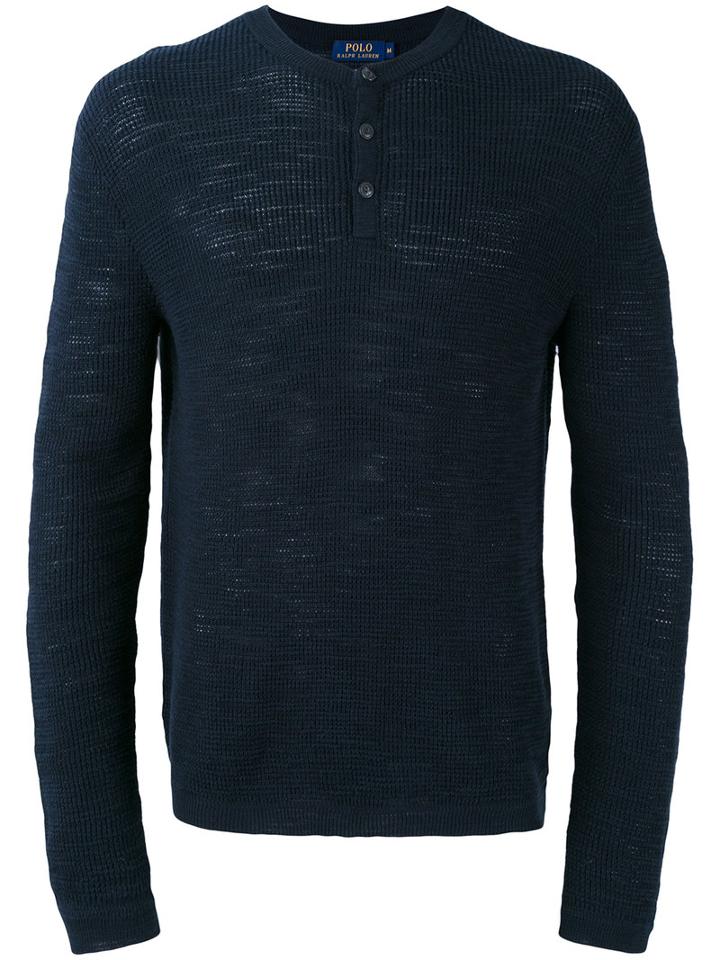 Polo Ralph Lauren - Buttoned Sweater - Men - Cotton/linen/flax - S, Blue, Cotton/linen/flax