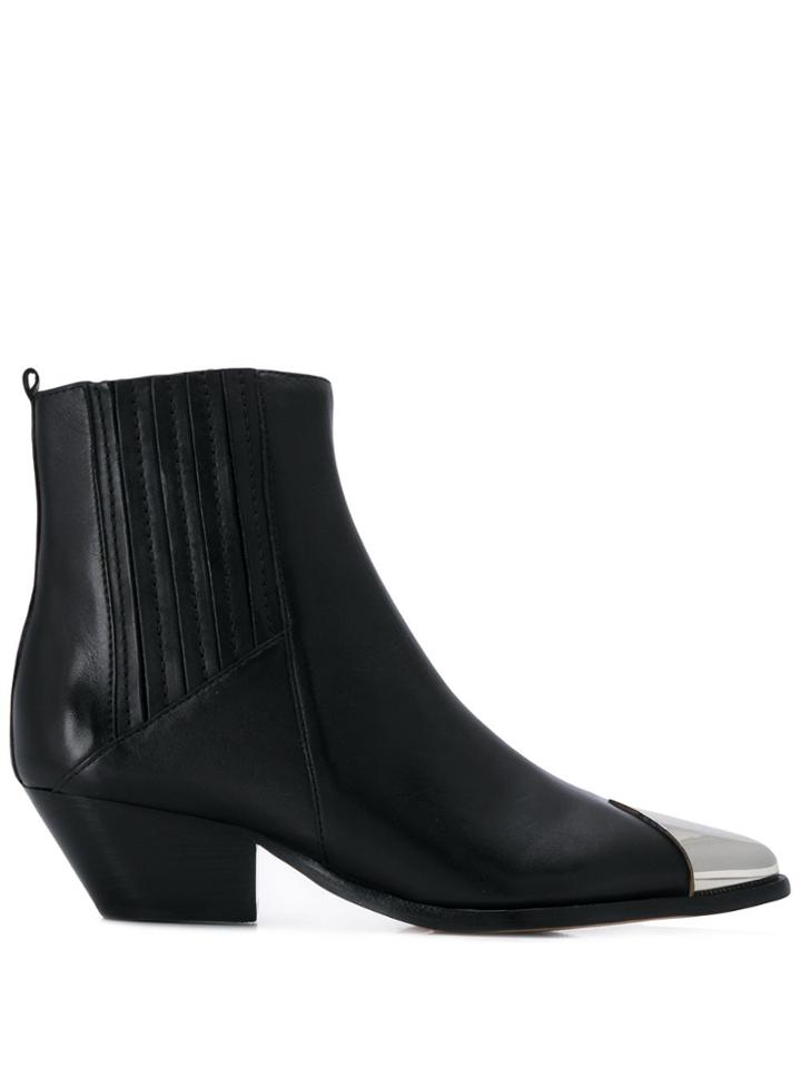 Schutz Metallic Cap Boots - Black